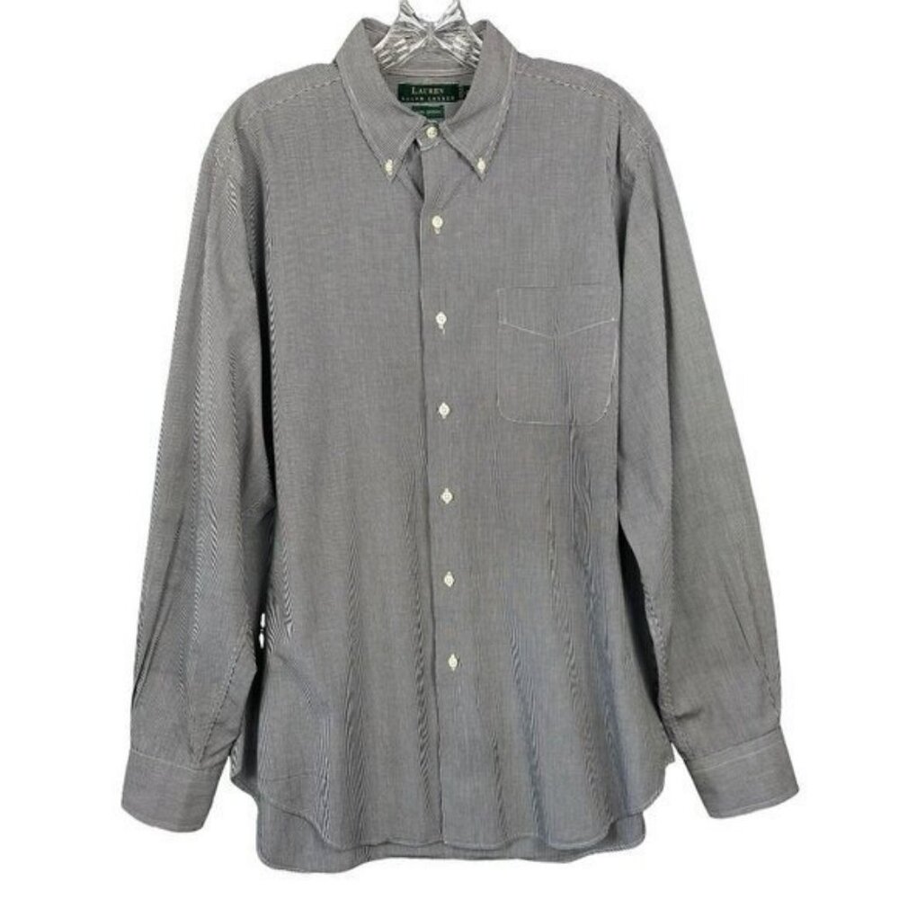 Lauren Ralph Lauren Mens Classic Gingham Button Down Shirt Black White 16 34/35